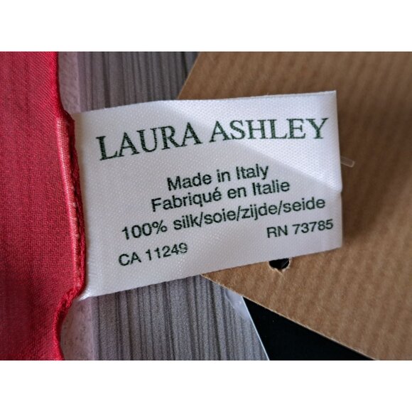Laura Ashley Red Silk Scarf Floral Pattern 20" NEW with Tags Feminine Italy - Picture 2 of 8